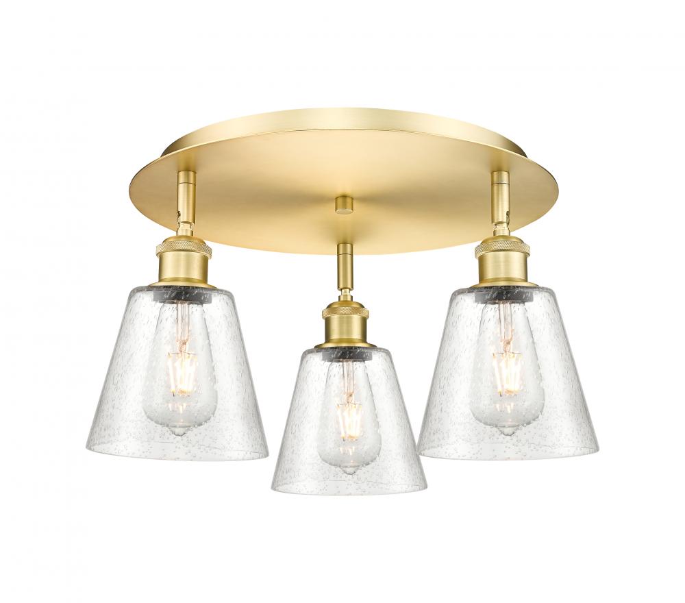 Caton - 3 Light - 17 inch - Satin Gold - Flush Mount