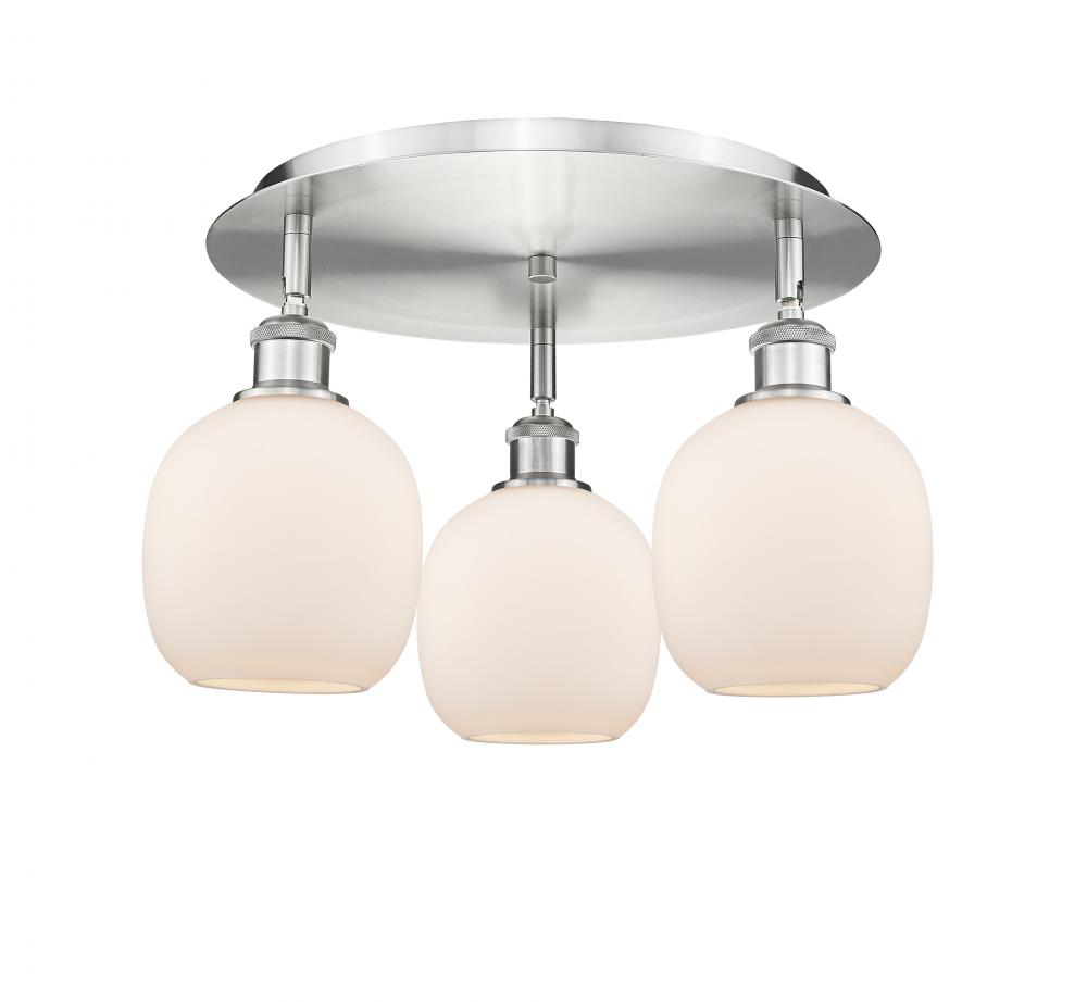 Belfast - 3 Light - 18 inch - Satin Nickel - Flush Mount