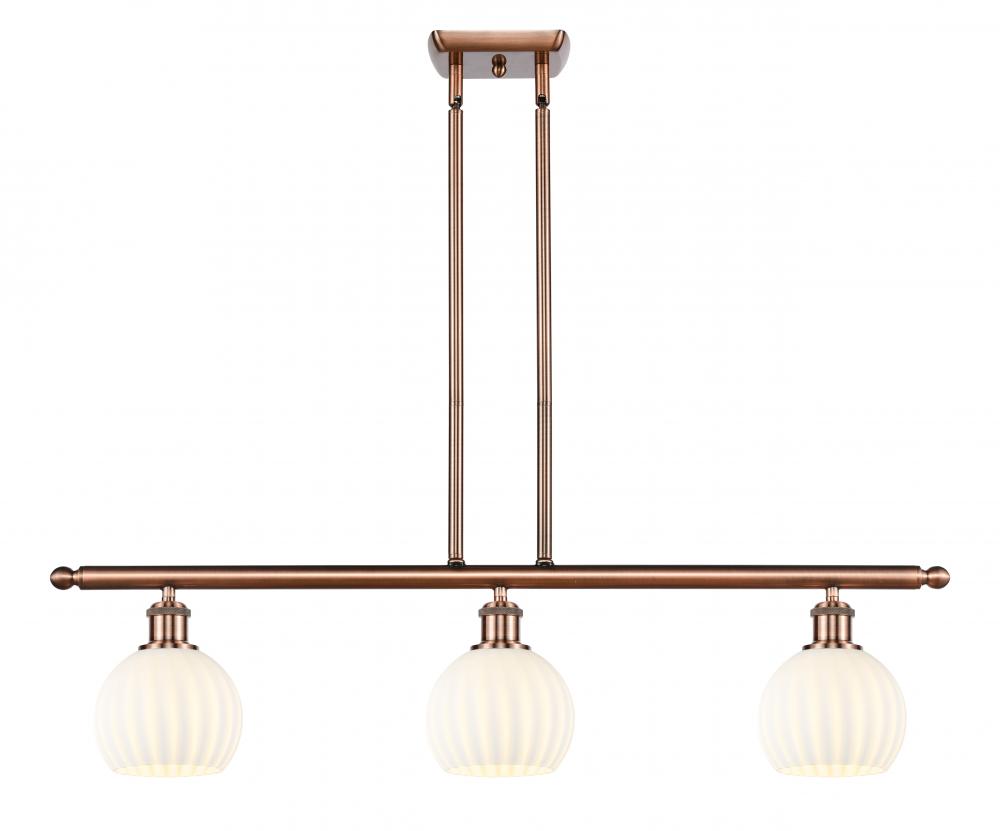 White Venetian - 3 Light - 36 inch - Antique Copper - Stem Hung - Island Light