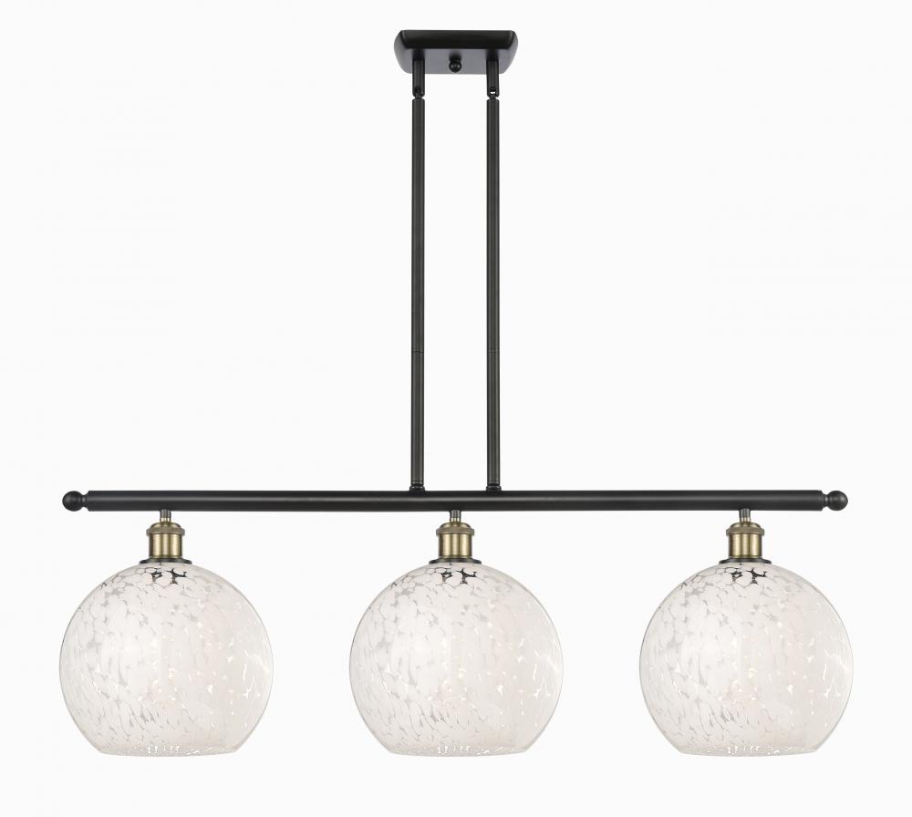 White Mouchette - 3 Light - 37 inch - Black Antique Brass - Stem Hung - Island Light