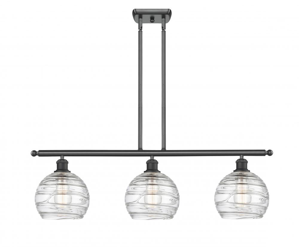 Athens Deco Swirl - 3 Light - 36 inch - Matte Black - Cord hung - Island Light