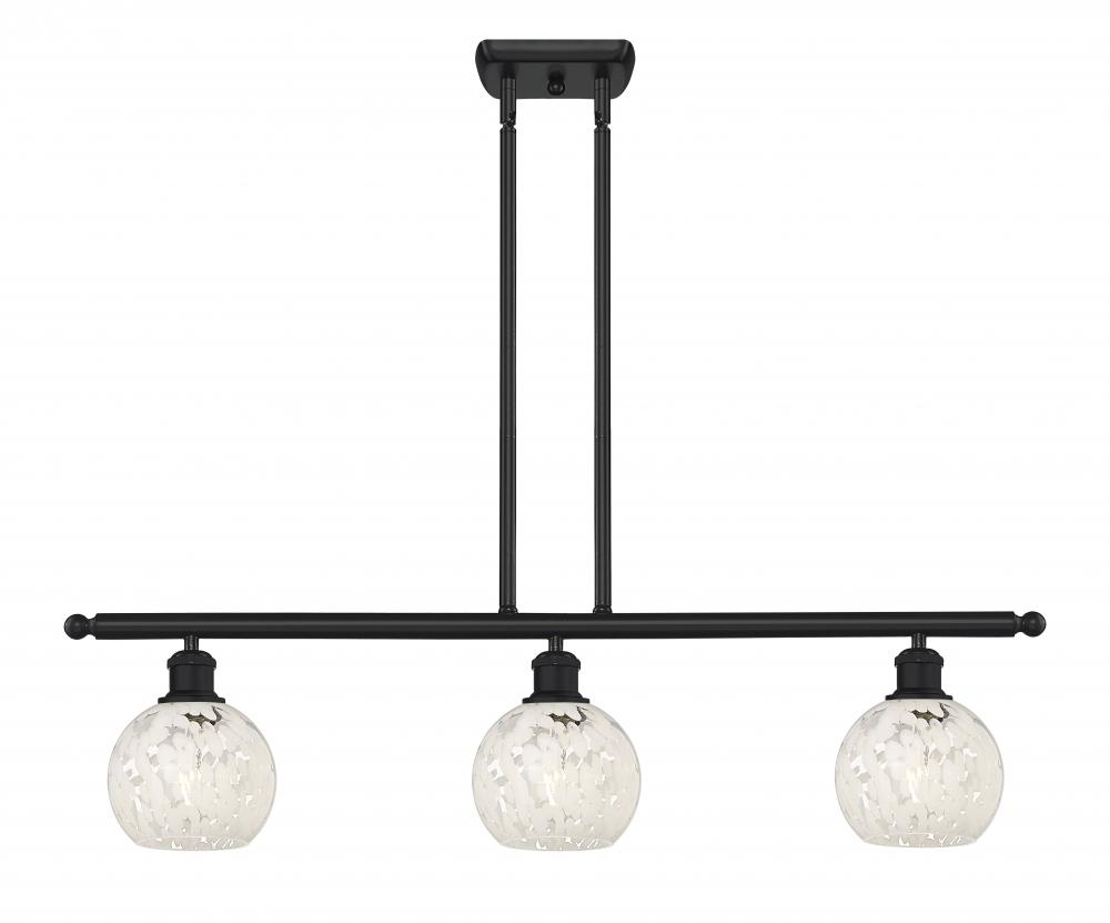 White Mouchette - 3 Light - 36 inch - Matte Black - Stem Hung - Island Light