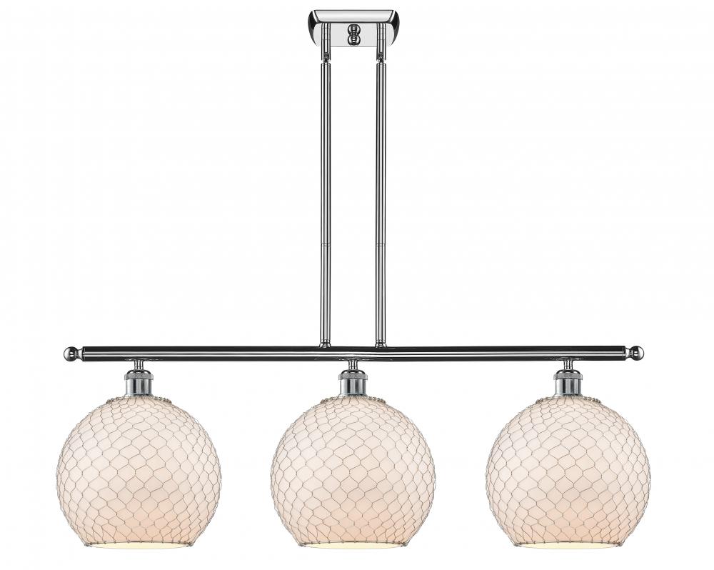 Farmhouse Chicken Wire - 3 Light - 37 inch - Polished Chrome - Cord hung - Island Light