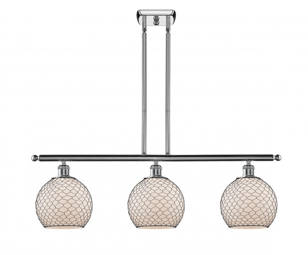 Farmhouse Chicken Wire - 3 Light - 36 inch - Polished Chrome - Cord hung - Island Light