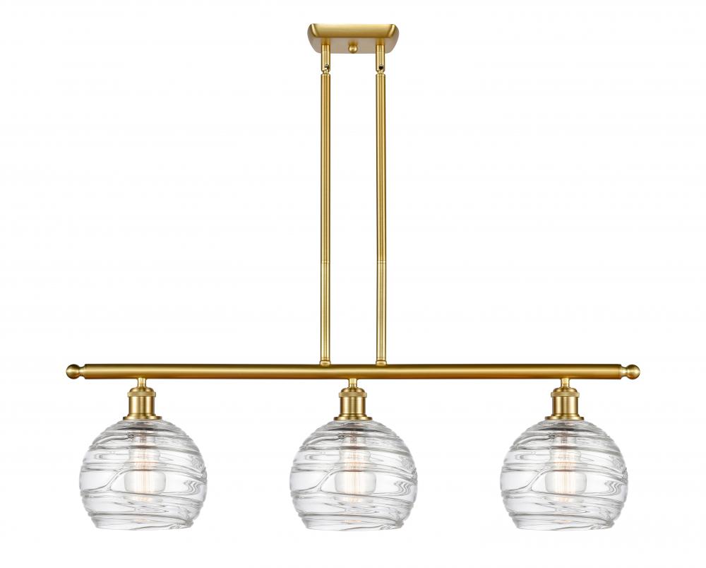 Athens Deco Swirl - 3 Light - 36 inch - Satin Gold - Cord hung - Island Light