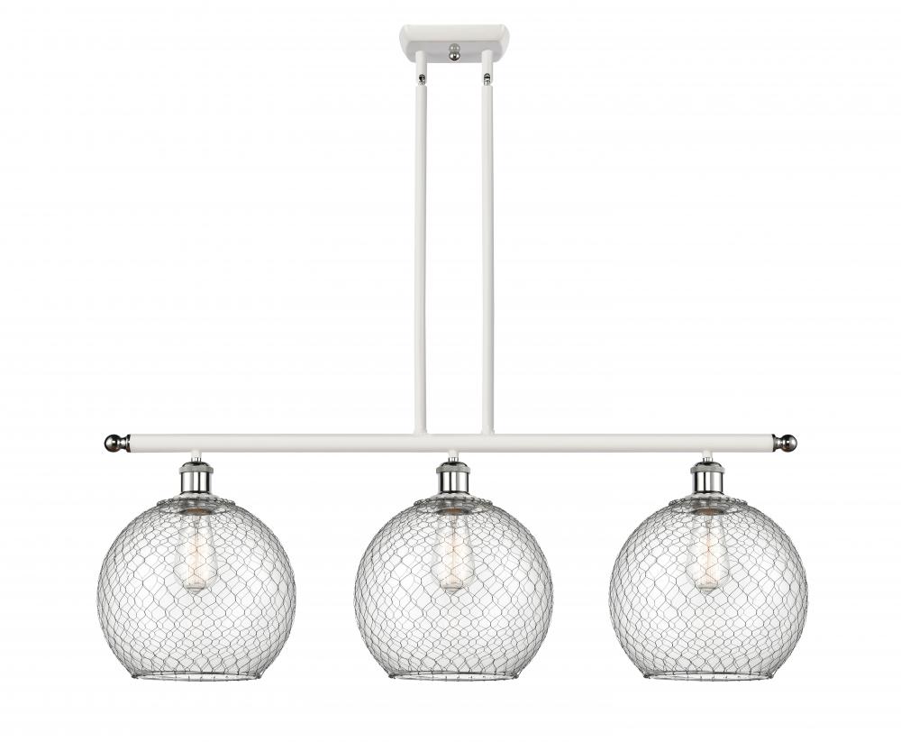 Farmhouse Chicken Wire - 3 Light - 37 inch - White Polished Chrome - Cord hung - Island Light
