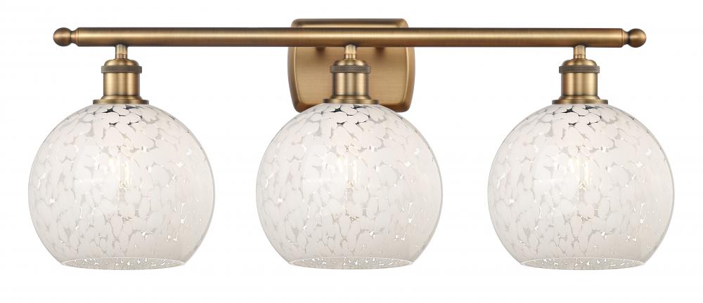 White Mouchette - 3 Light - 28 inch - Brushed Brass - Bath Vanity Light