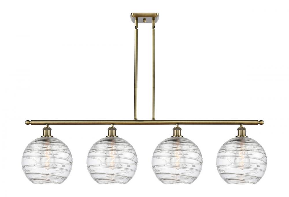 Athens Deco Swirl - 4 Light - 48 inch - Antique Brass - Cord hung - Island Light