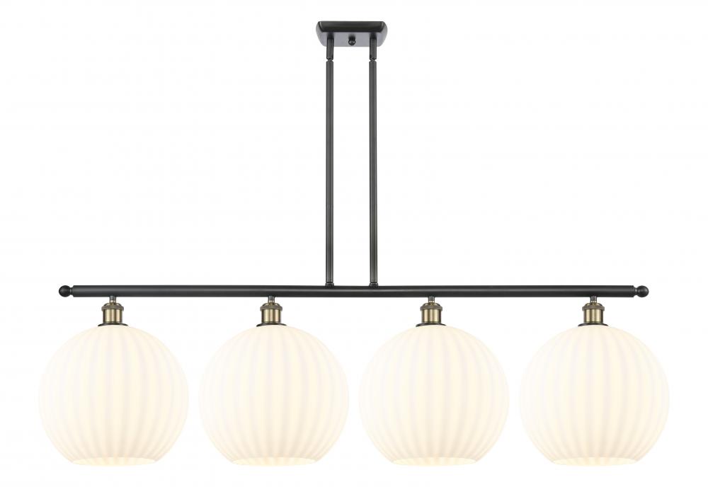 White Venetian - 4 Light - 50 inch - Black Antique Brass - Stem Hung - Island Light