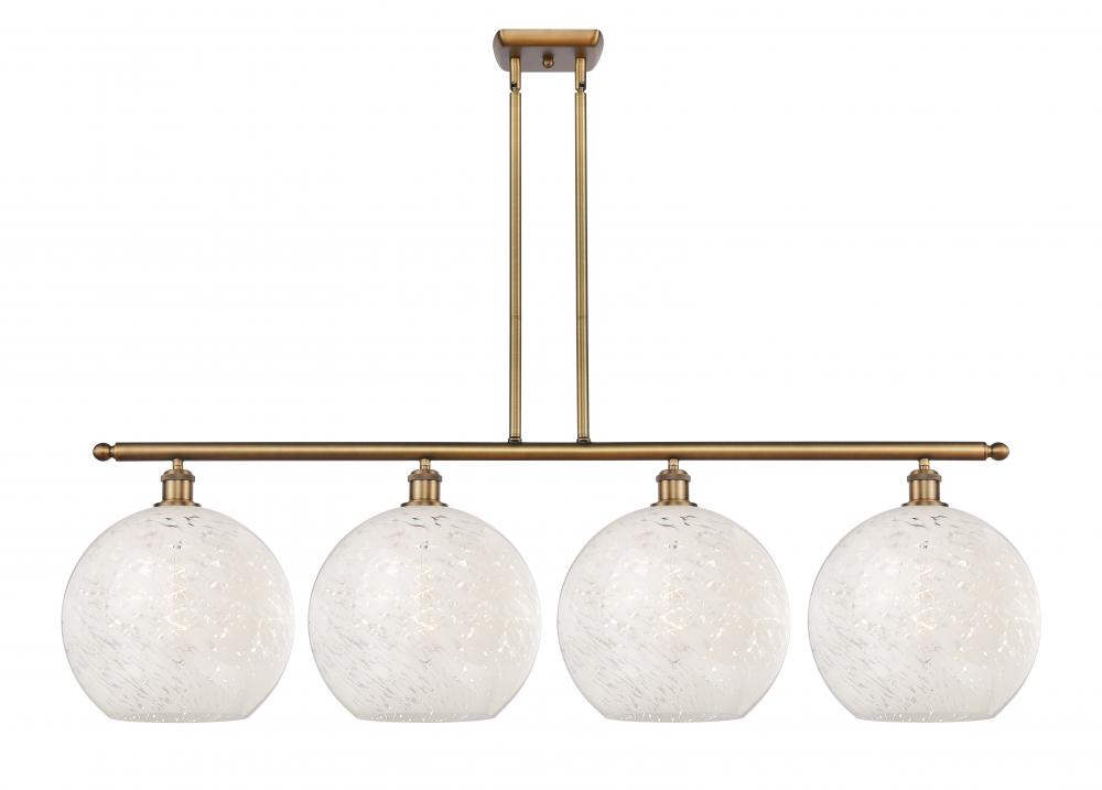 White Mouchette - 4 Light - 50 inch - Brushed Brass - Stem Hung - Island Light