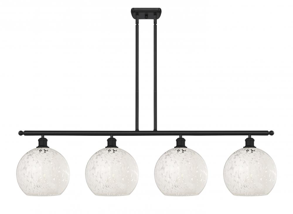 White Mouchette - 4 Light - 48 inch - Matte Black - Stem Hung - Island Light