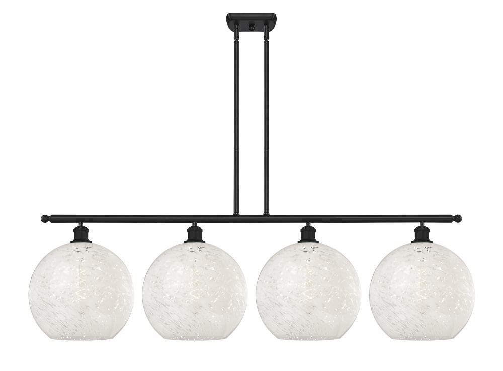 White Mouchette - 4 Light - 50 inch - Matte Black - Stem Hung - Island Light