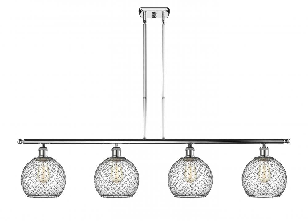 Farmhouse Chicken Wire - 4 Light - 48 inch - Polished Chrome - Cord hung - Island Light
