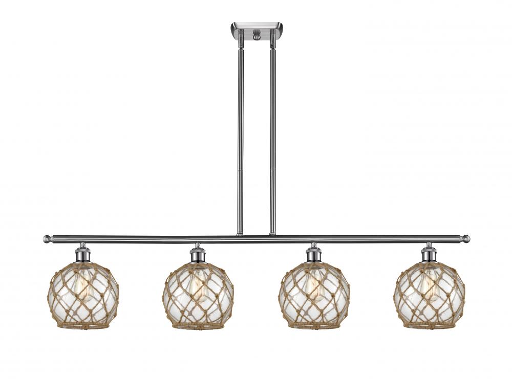 Farmhouse Rope - 4 Light - 48 inch - Brushed Satin Nickel - Cord hung - Island Light