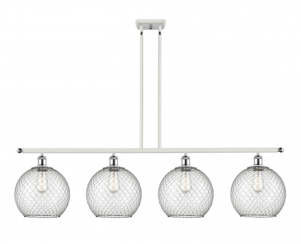 Farmhouse Chicken Wire - 4 Light - 48 inch - White Polished Chrome - Cord hung - Island Light