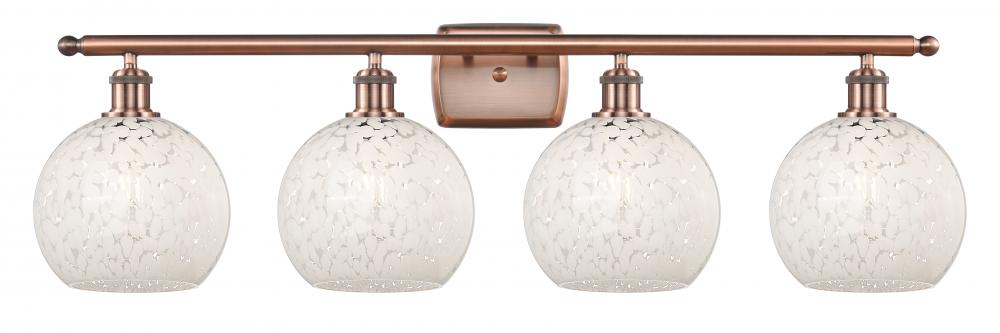 White Mouchette - 4 Light - 38 inch - Antique Copper - Bath Vanity Light