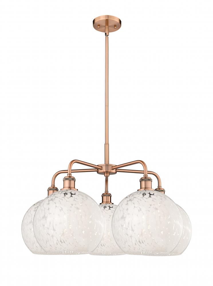 White Mouchette - 5 Light - 28 inch - Antique Copper - Chandelier