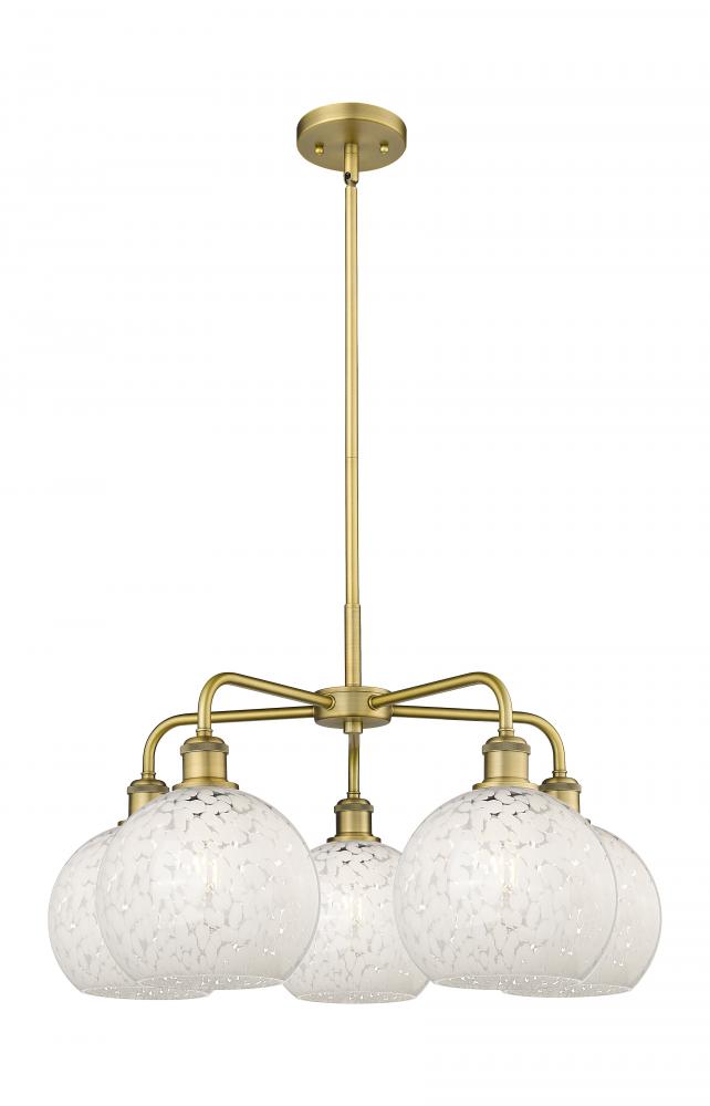 White Mouchette - 5 Light - 26 inch - Brushed Brass - Chandelier