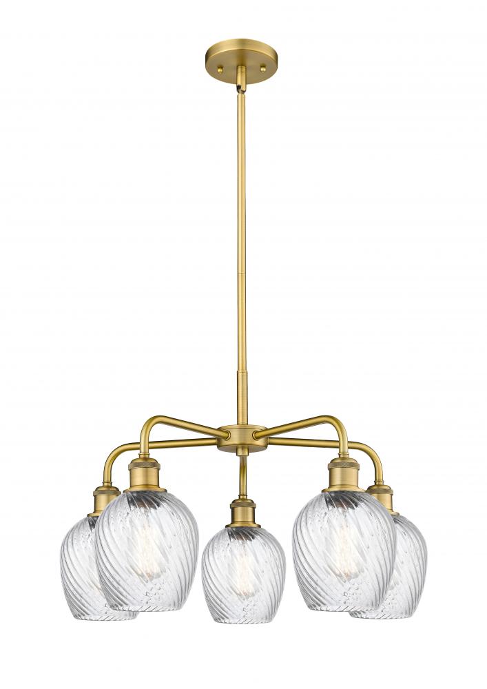 Salina - 5 Light - 24 inch - Brushed Brass - Chandelier