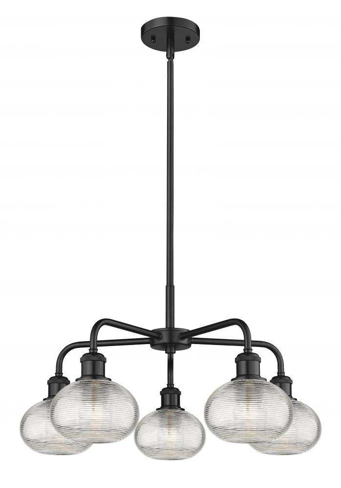 Ithaca - 5 Light - 24 inch - Matte Black - Chandelier