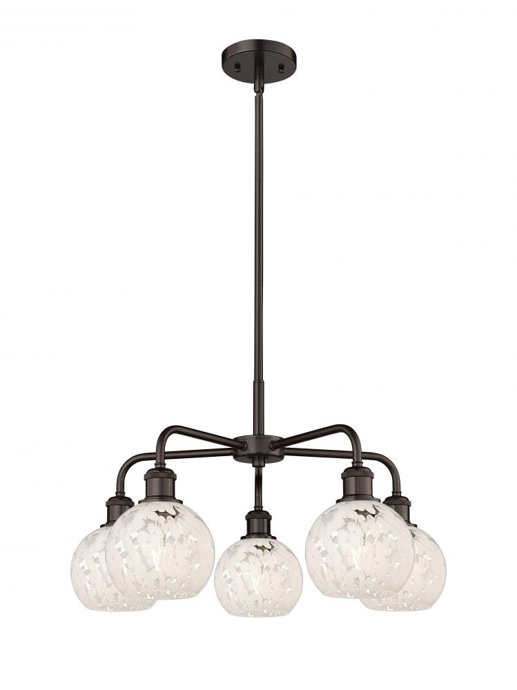 White Mouchette - 5 Light - 24 inch - Oil Rubbed Bronze - Chandelier