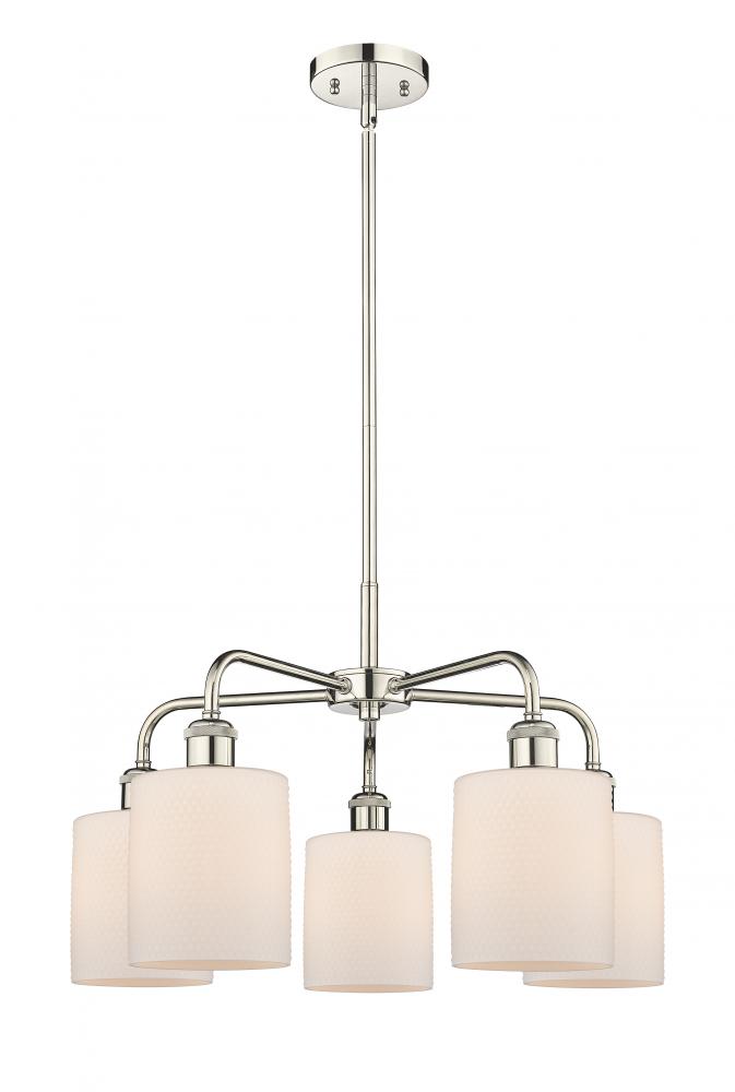 Cobbleskill - 5 Light - 23 inch - Polished Nickel - Chandelier