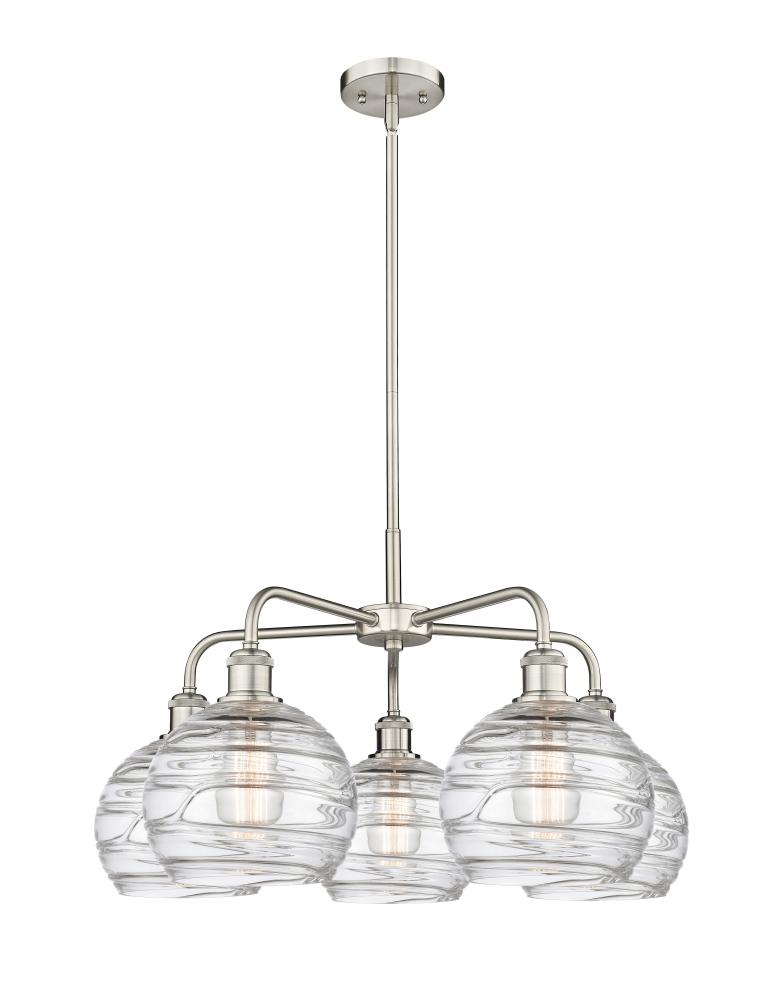 Athens Deco Swirl - 5 Light - 26 inch - Satin Nickel - Chandelier