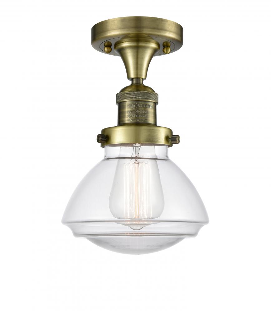 Olean - 1 Light - 7 inch - Antique Brass - Semi-Flush Mount