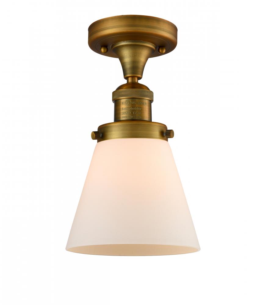 Cone - 1 Light - 7 inch - Brushed Brass - Semi-Flush Mount