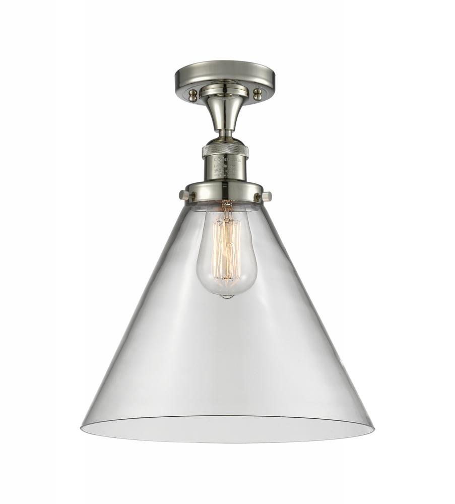 Cone - 1 Light - 12 inch - Polished Nickel - Semi-Flush Mount