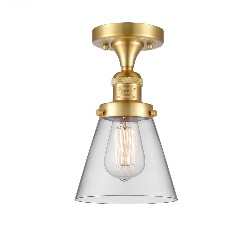 Cone - 1 Light - 7 inch - Satin Gold - Semi-Flush Mount