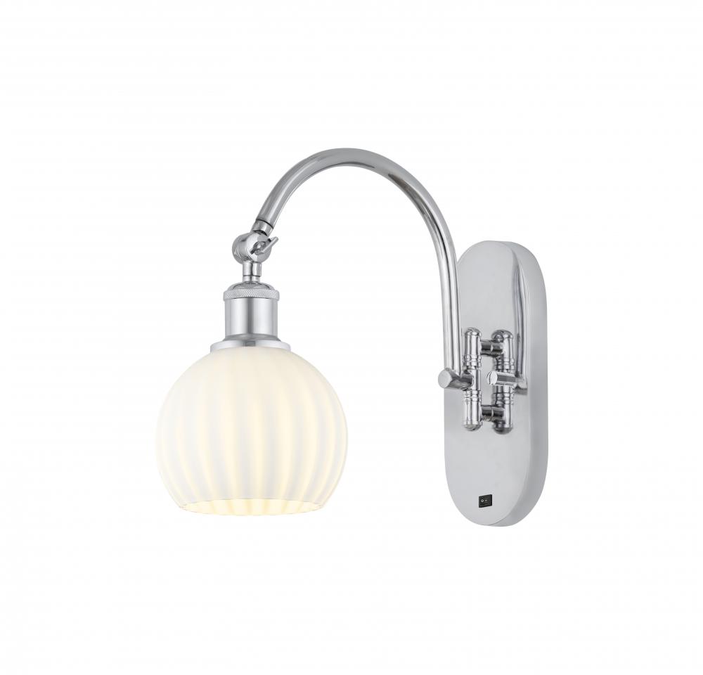 White Venetian - 1 Light - 6 inch - Polished Chrome - Sconce