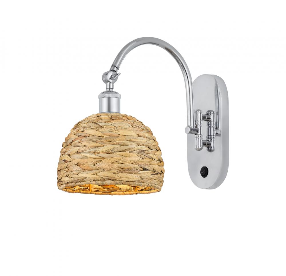 Woven Rattan - 1 Light - 8 inch - Polished Chrome - Sconce