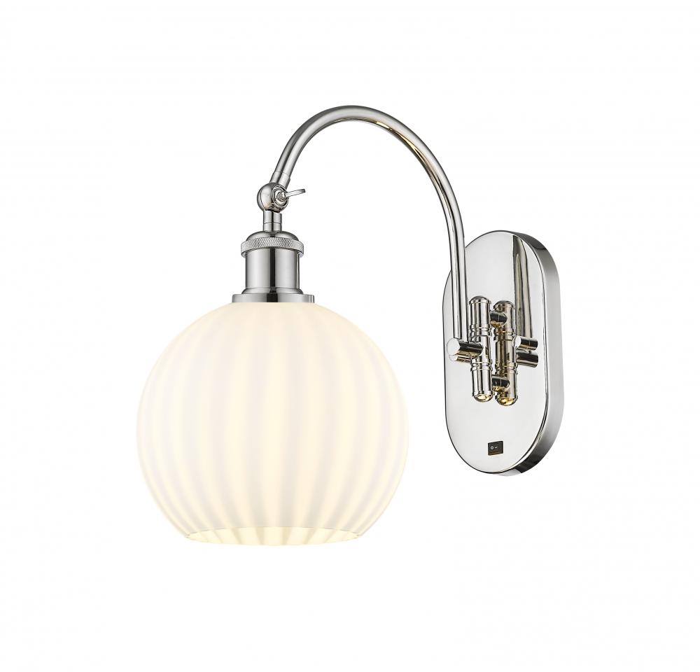 White Venetian - 1 Light - 8 inch - Polished Nickel - Sconce