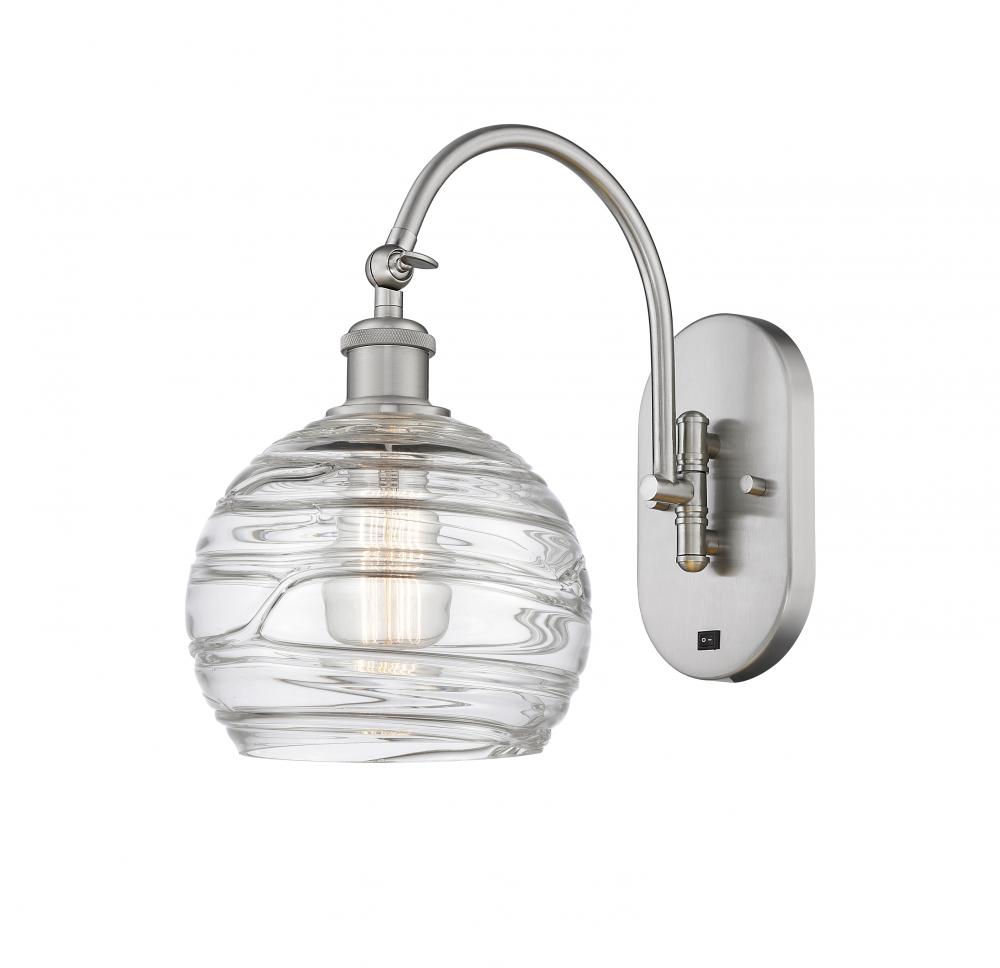 Athens Deco Swirl - 1 Light - 8 inch - Brushed Satin Nickel - Sconce