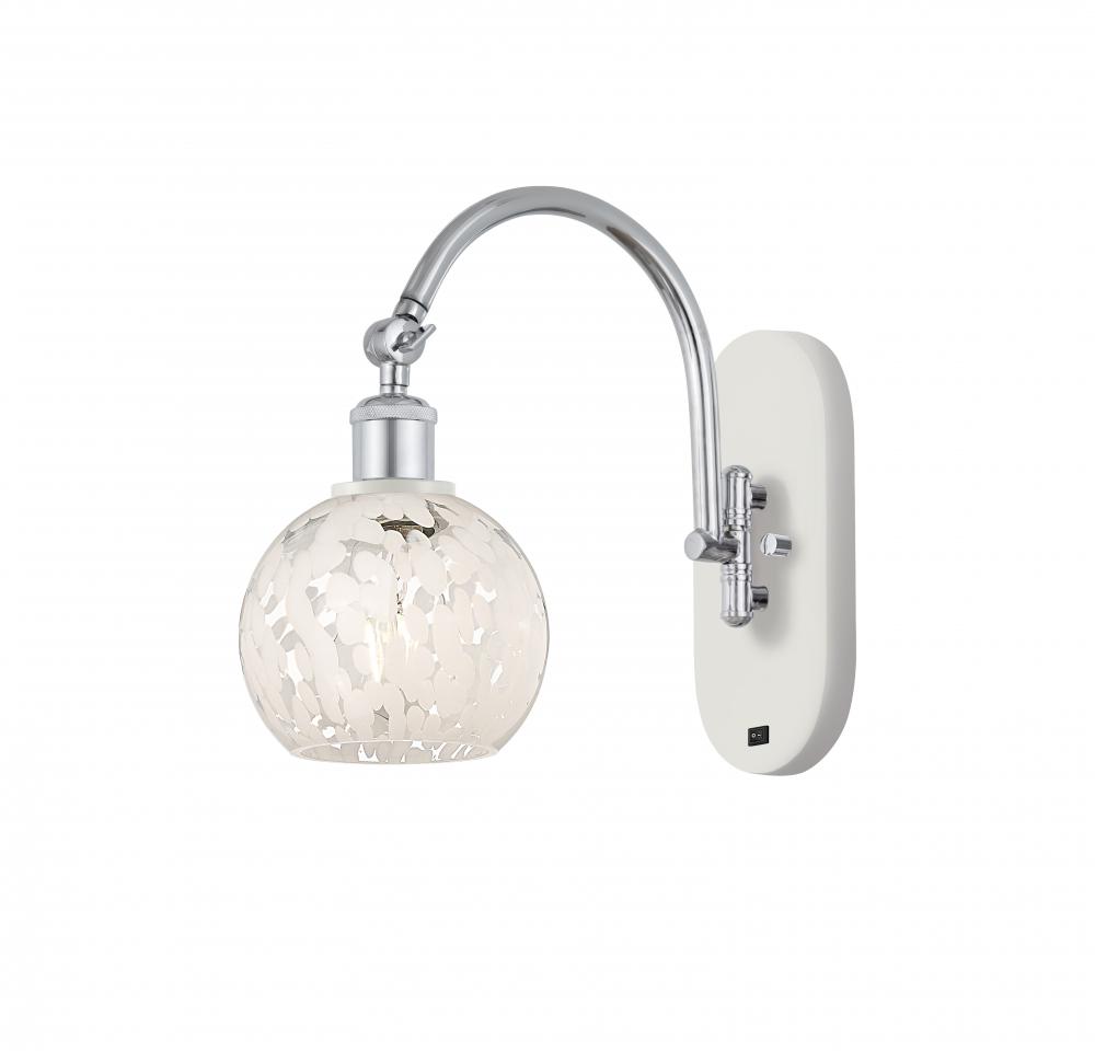 White Mouchette - 1 Light - 6 inch - White Polished Chrome - Sconce