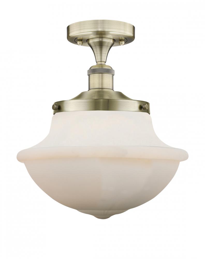 Oxford - 1 Light - 12 inch - Brushed Satin Nickel - Semi-Flush Mount