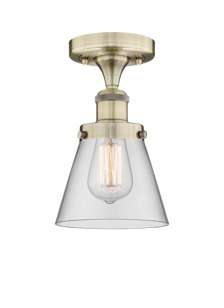 Cone - 1 Light - 6 inch - Antique Brass - Semi-Flush Mount