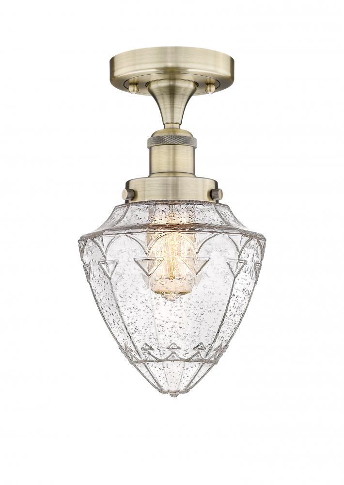 Bullet - 1 Light - 6 inch - Antique Brass - Semi-Flush Mount