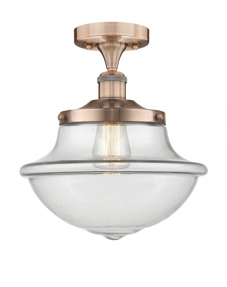 Oxford - 1 Light - 12 inch - Antique Copper - Semi-Flush Mount