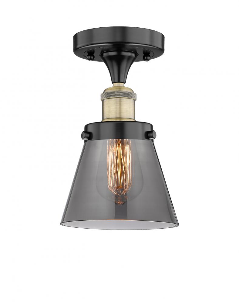 Cone - 1 Light - 6 inch - Black Antique Brass - Semi-Flush Mount