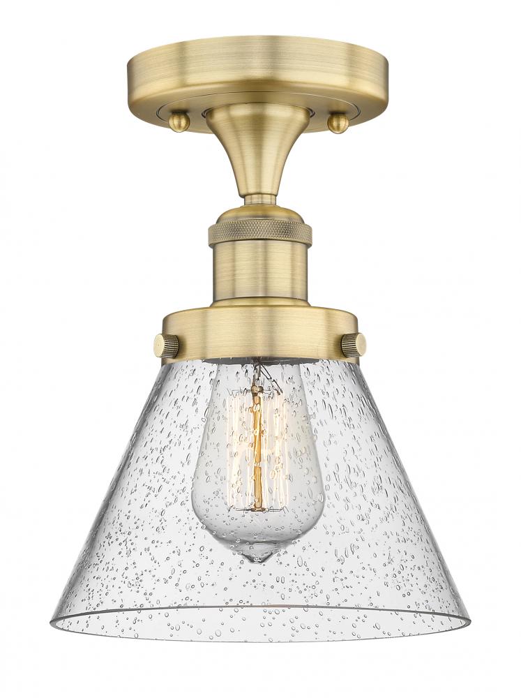 Cone - 1 Light - 8 inch - Brushed Brass - Semi-Flush Mount