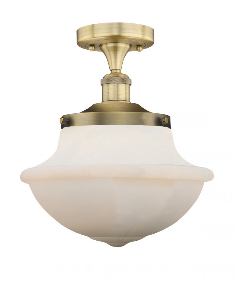 Oxford - 1 Light - 12 inch - Brushed Brass - Semi-Flush Mount