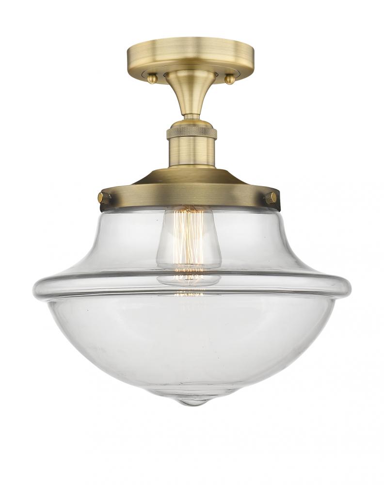 Oxford - 1 Light - 12 inch - Brushed Brass - Semi-Flush Mount