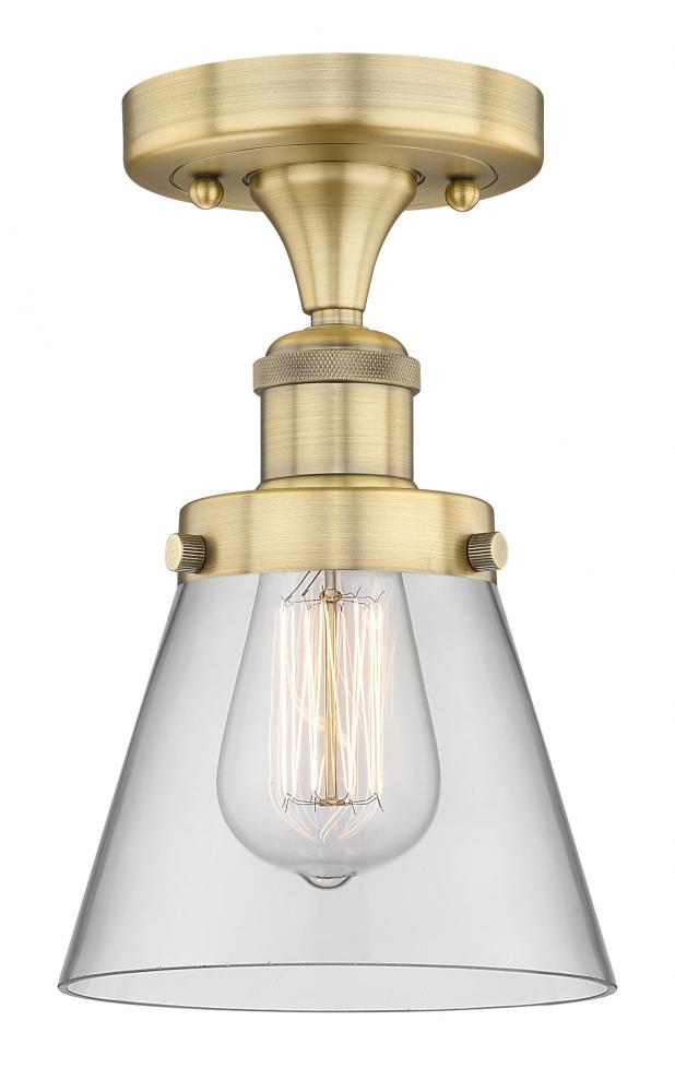 Cone - 1 Light - 6 inch - Brushed Brass - Semi-Flush Mount