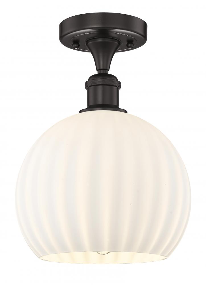 White Venetian - 1 Light - 10 inch - Oil Rubbed Bronze - Semi-Flush Mount