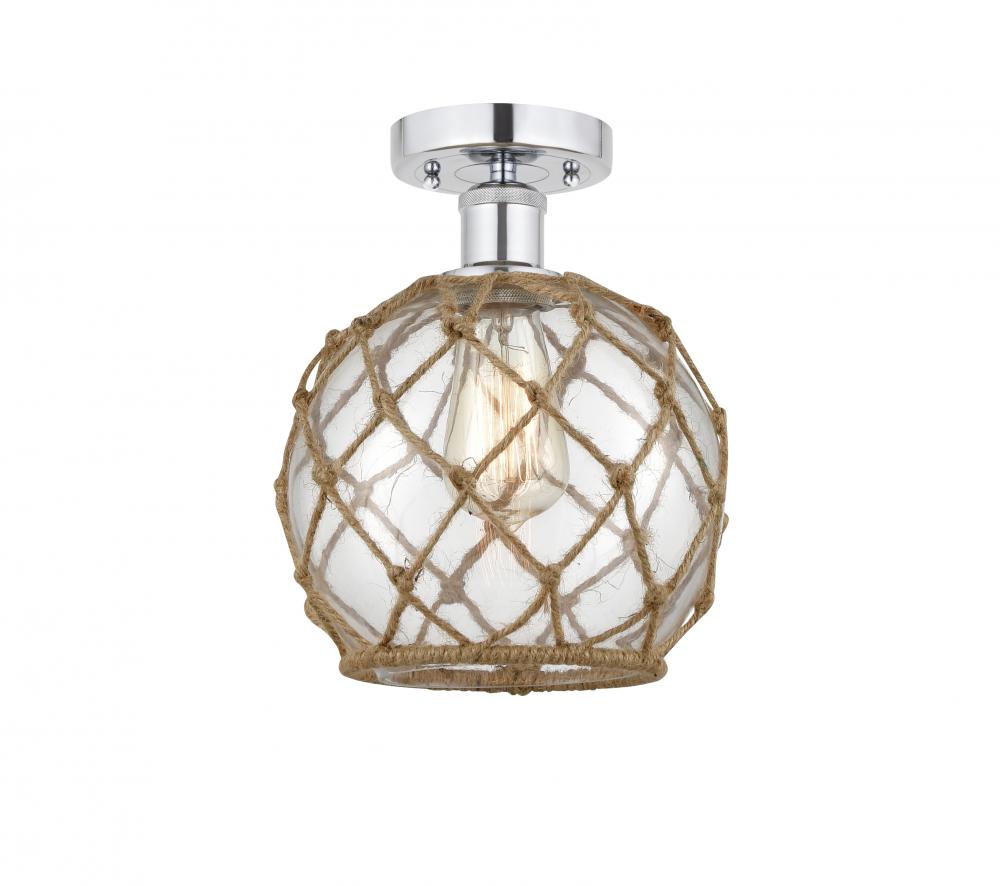 Farmhouse Rope - 1 Light - 8 inch - Polished Chrome - Semi-Flush Mount