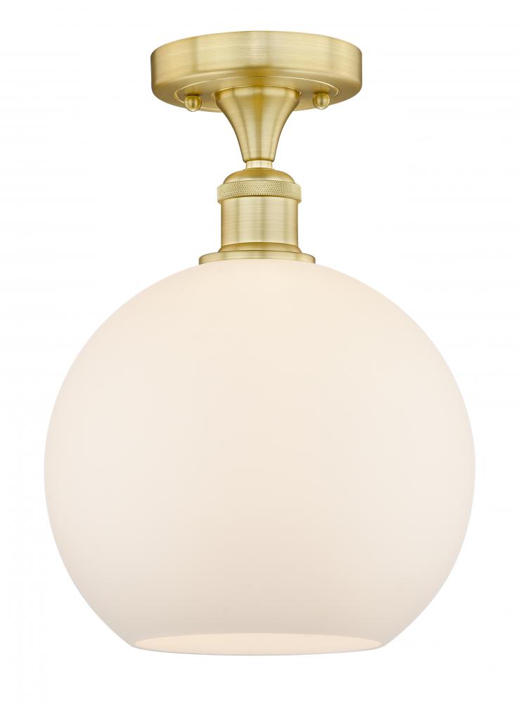 Athens - 1 Light - 10 inch - Satin Gold - Semi-Flush Mount