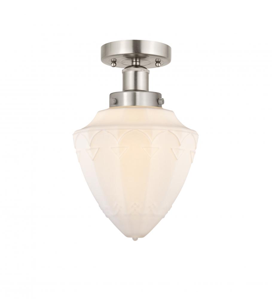 Bullet - 1 Light - 6 inch - Brushed Satin Nickel - Semi-Flush Mount