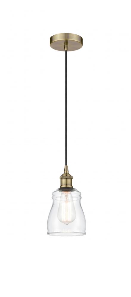 Ellery - 1 Light - 5 inch - Antique Brass - Cord hung - Mini Pendant